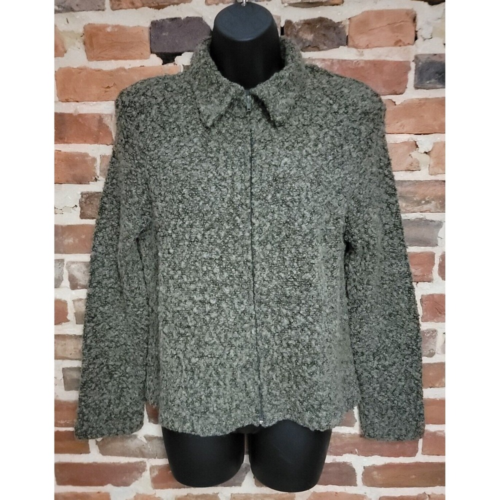 Clio Womens Wool Blend Jacket Coat Sweater Zip Fuzzy USA